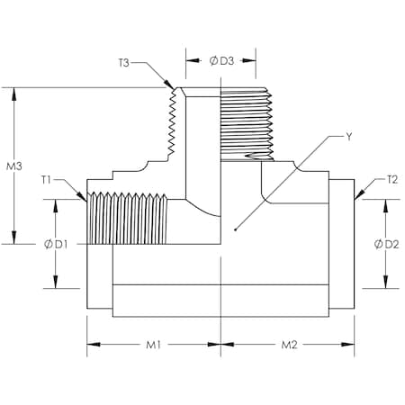 World Wide Fittings Male Branch Pipe Tee Stainless Steel 5604X08X08X08SS